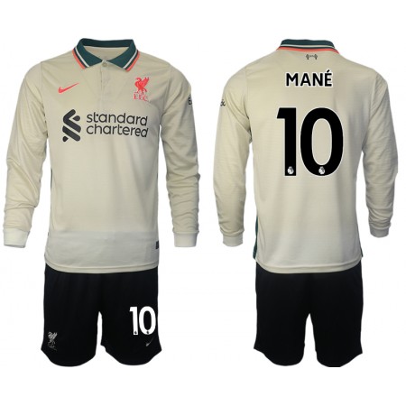 Camiseta Liverpool Sadio Mane 10 Niño Segunda Equipación 2021/2022 Manga Larga